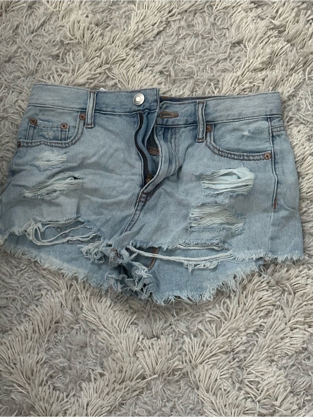 Light wash jean shorts